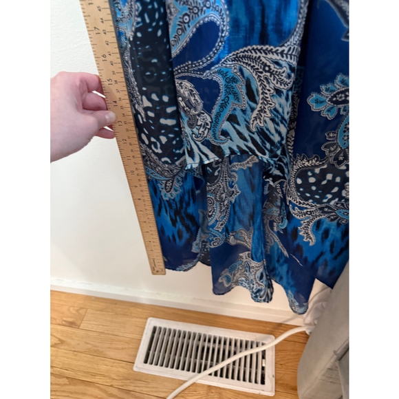 Women's Thalia Sodi Maxi Dress Size S Blue Gold Chain Halter - Picture 13 of 13